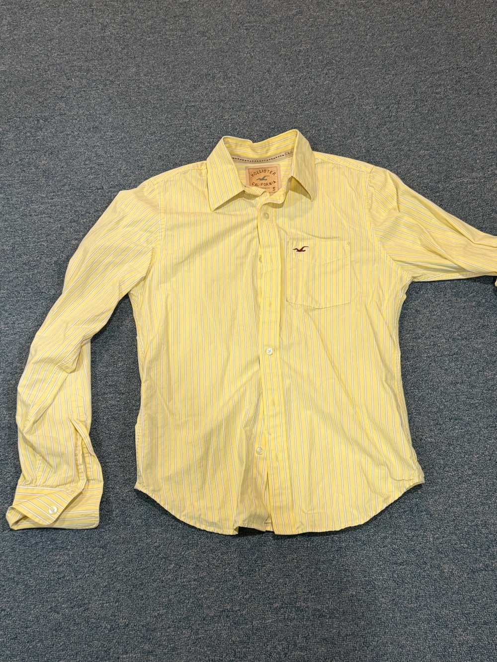Hollister Men’s Yellow Pinstripe Button-Up Shirt